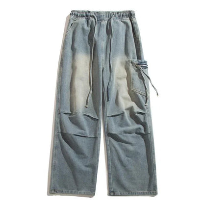 High Street Pleated Cargo Denim Jeans