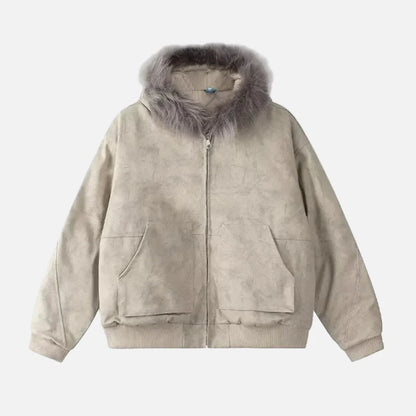Effortless With Large Pockets Fur Hooded Jacket