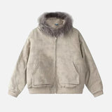 Effortless With Large Pockets Fur Hooded Jacket