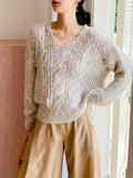 French Style Loose Khaki Pullover Sweater