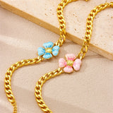 Blue & Pink Flower Charm Bracelet