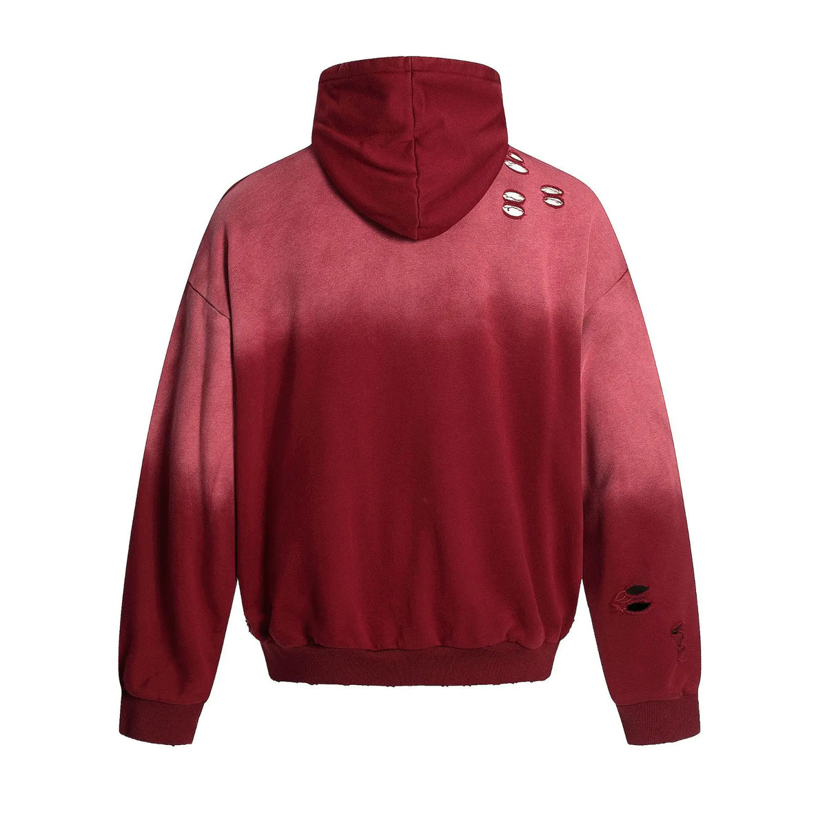 Breathable Edgy Distressed Gradient Zip-UP Hoodie