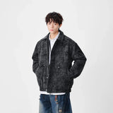 Winter Stylish Distressed Button-Up Leather Jacket