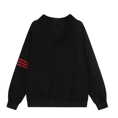 Essential Striped Patchwork Zip-Up Hooded Sweatshirt