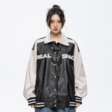 Oversized Leather Varsity Jacket