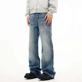 Lightning Pattern Wide Leg Denim Pants