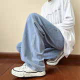 Ankle-length Baggy Washed Denim Pants