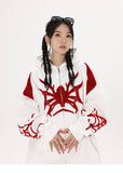 Y2K Spider Embroidery Zip-Up Hoodie
