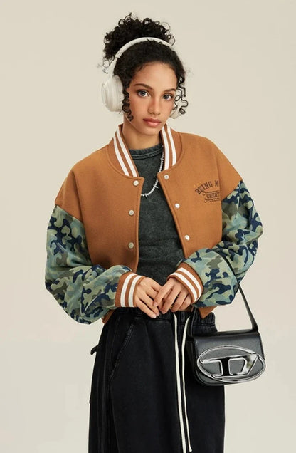 Women's Camouflage Varsity Jacket