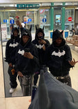 Y2K Oversized Embroidered Zip-Up Bat Man Hoodie