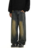 Adjustable Green Retro Wide Leg Jeans