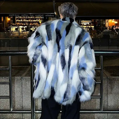 Luxurious Color Contrast Imitation Fur Jacket