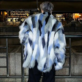 Luxurious Color Contrast Imitation Fur Jacket