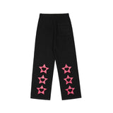 Funky Star Print Denim Pants