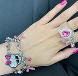 Y2K Pink Cute Skeleton Bracelet