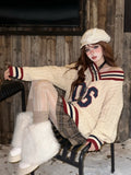 Cozy Vintage Letter Print Oversize Sweater