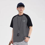 High-Quality Striped Splice Loose Casual Summer T-Shirt