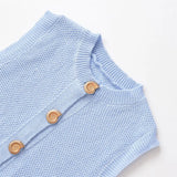Comfortable Gold Button Sleeveless Knit Cardigan