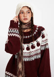 Cozy Soft Fair Isle Knitted Crewneck Sweater
