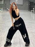 Pink Y2K Bufferfly Pattern Wide Leg Sweatpants