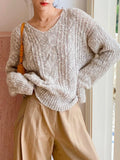 French Style Loose Khaki Pullover Sweater