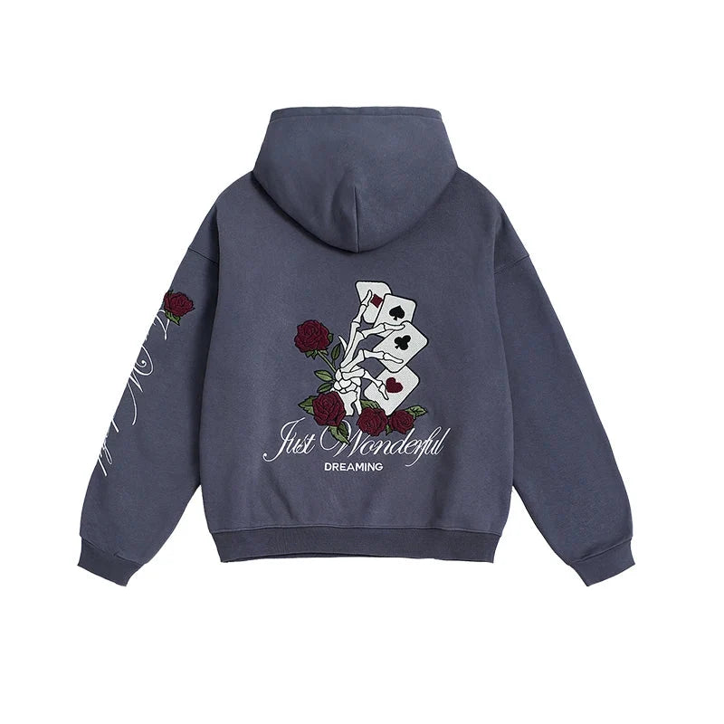 Vintage Washed Boxy Embroidered Hoodie