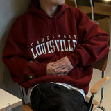 Red Vintage Letter Print Hoodie