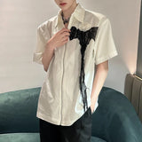 Rose Mesh Zipper Short-Sleeved Shirt