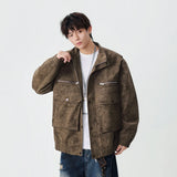 Stylish Distressed Multiple Zipper Leather Jacket