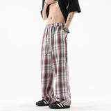 Plaid Drawstring Wide Leg Pants