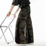 American Style Zipper Split Camouflage Wide-Leg Jeans