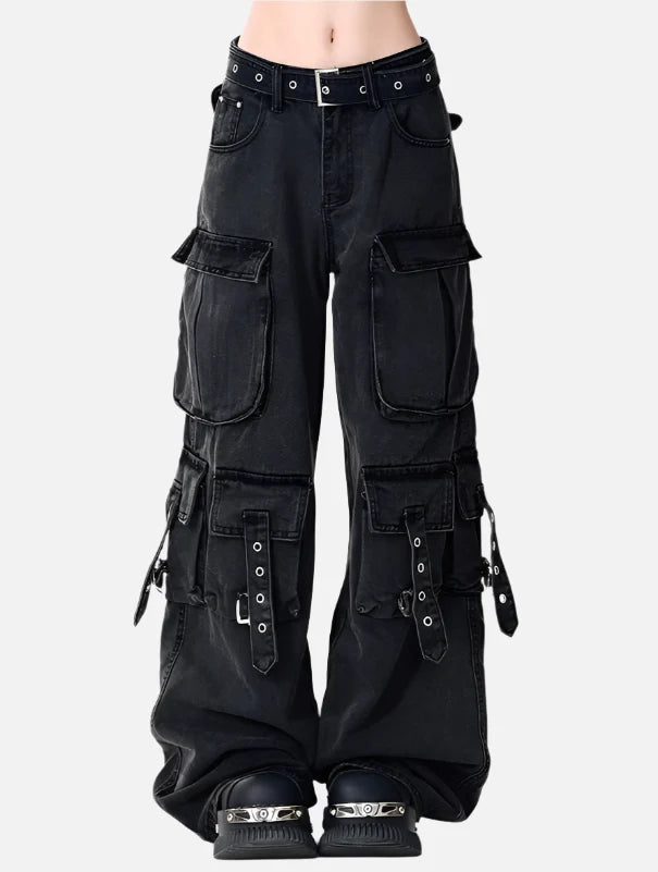 Model wearing the black Stealth Operative Cargo Pants