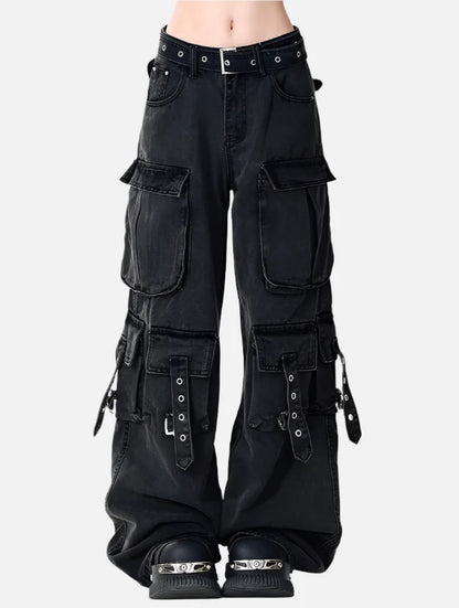 Model wearing the black Stealth Operative Cargo Pants