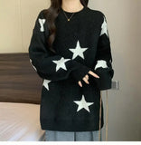 Women Retro Stars Vintage Patchwork Sweater