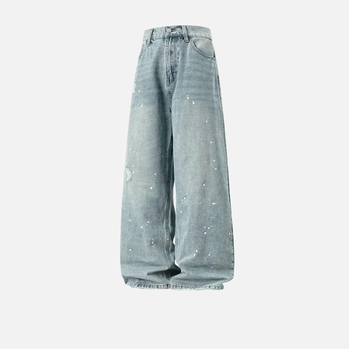 Japanese Style Washed Splatter Relaxed Fit Jeans