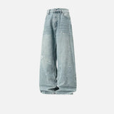 Japanese Style Washed Splatter Relaxed Fit Jeans