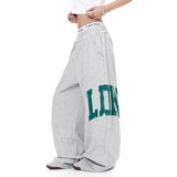 Streetwear Oversized Gray Japanese Print Sweatpants