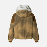 Thick Corduroy High Street Distressed Fur Hooded Jacket