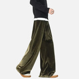 Glossy Flannel Loose Wide Leg Sweatpants