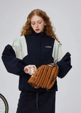 Warm Color Block Stand Collar Windbreaker Jacket