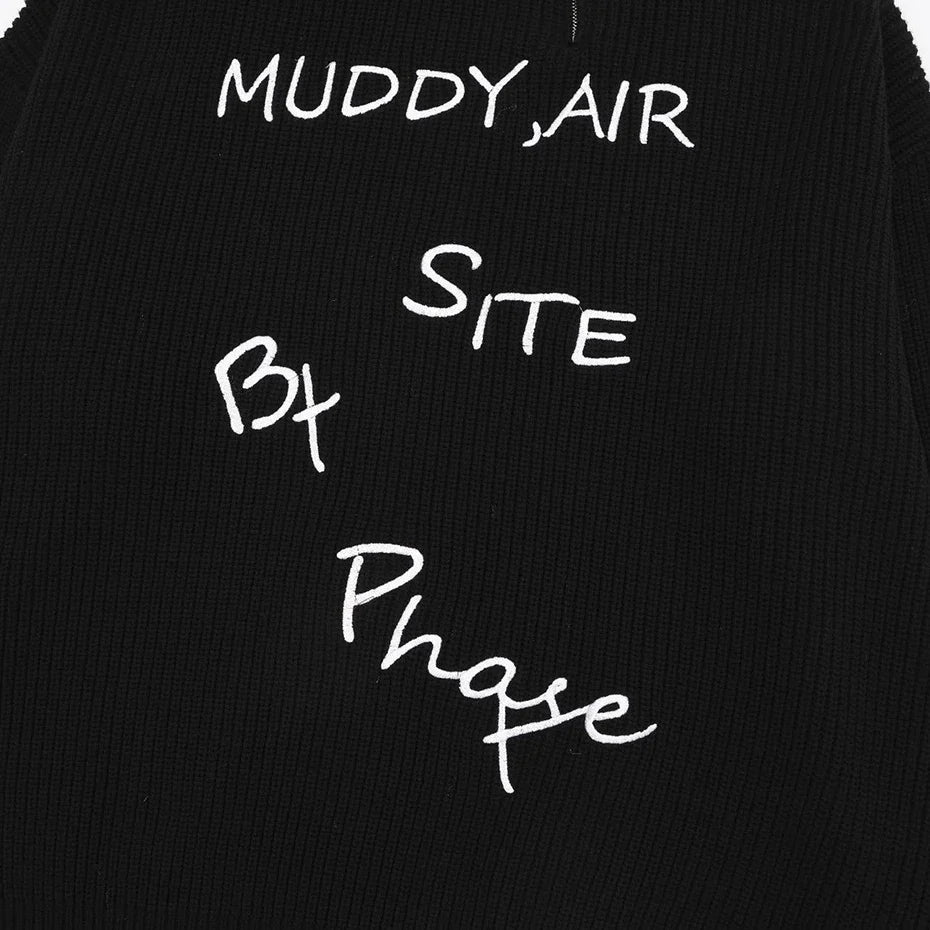 Y2k Letter Embroidery Turtleneck Sweater