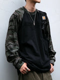 Vintage Camouflage Sleeve Loose Fit Sweatshirt
