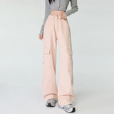 Pink Safari Style High Waist Pants