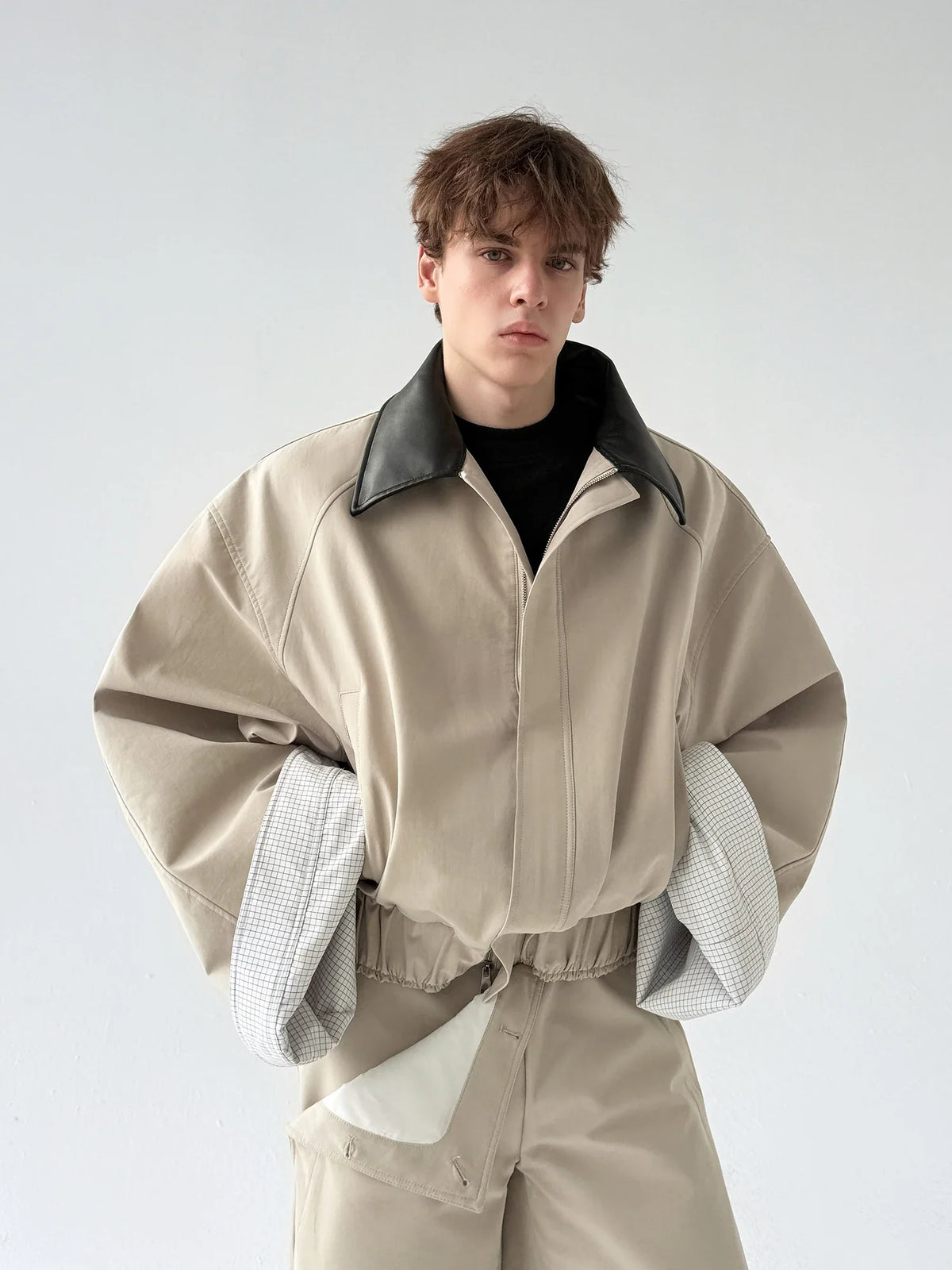 Flattering Chic Pocket Splicing Collar Jacket