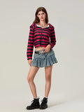 Easy Match Striped Zip-Up Hooded Sweatshirt