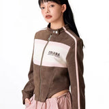 Japanese Style Retro Contrasting Color Casual Jacket