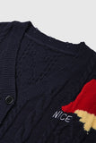 Abstract Patch Cable Knit Sweater