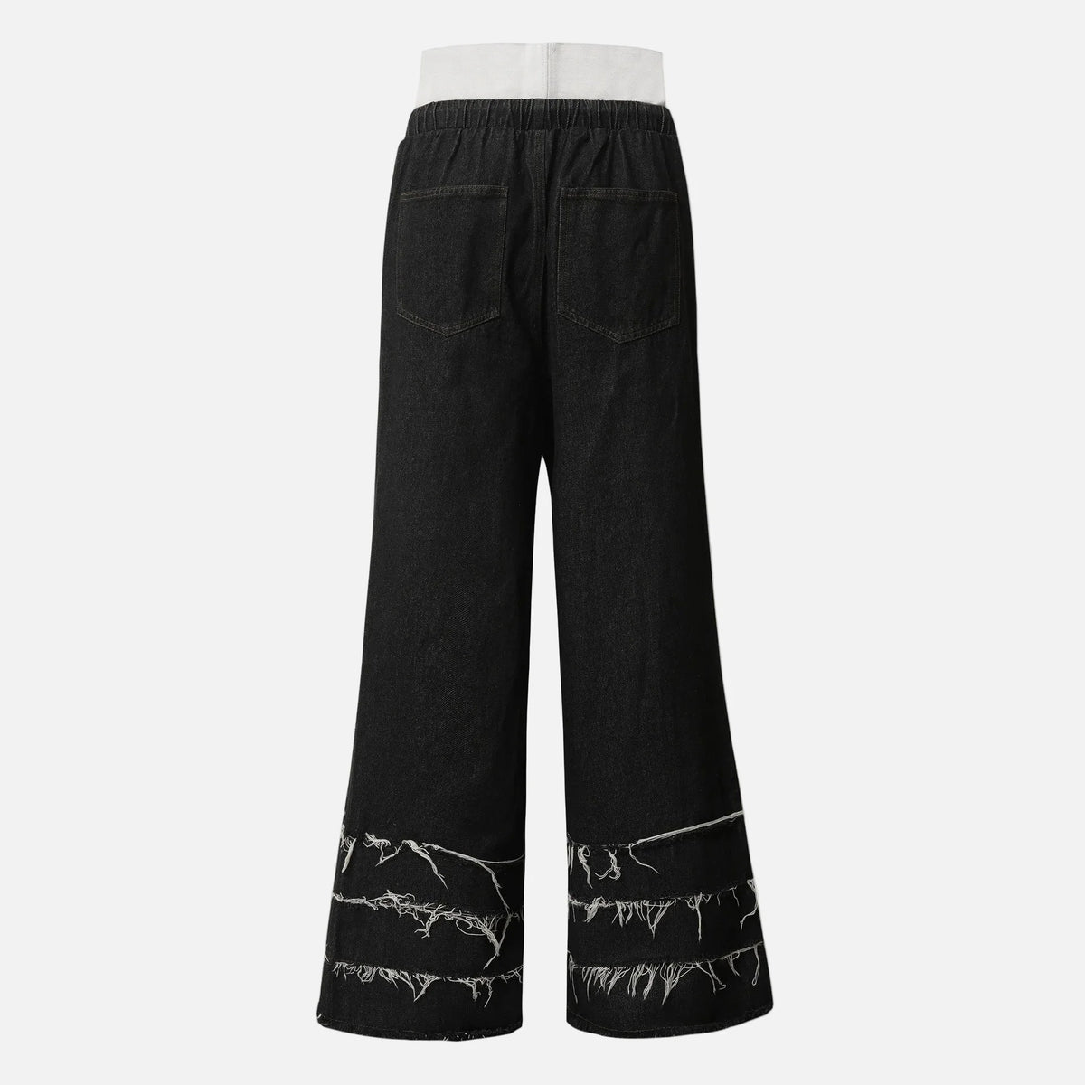 Elastic Waist Drawstring Camouflage Flare Jeans