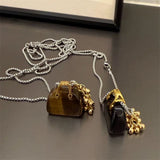 Luxury Beaded Stone Pendant Necklace