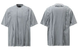 Streetwear Grunge Patchwork Ripped Solid Color T-Shirt